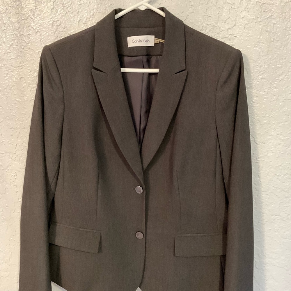Calvin Klein gray suit jacket with silver buttons
